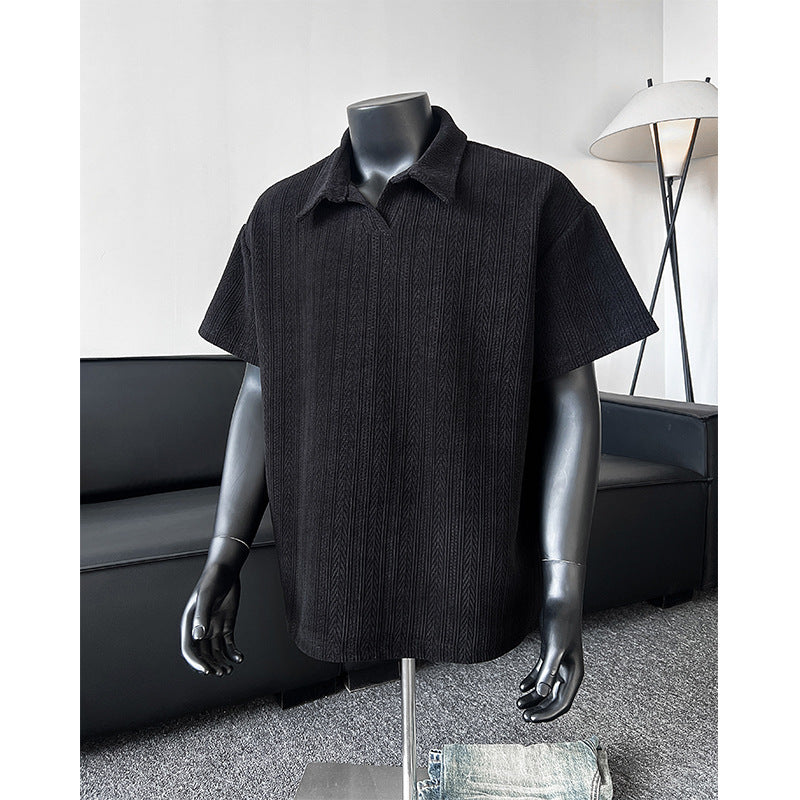 Short-sleeved shirt with wheat ear pattern for men in summer