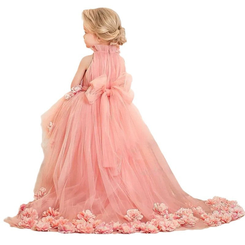 Sleek Sleeveless Train Runway Dress For Girls