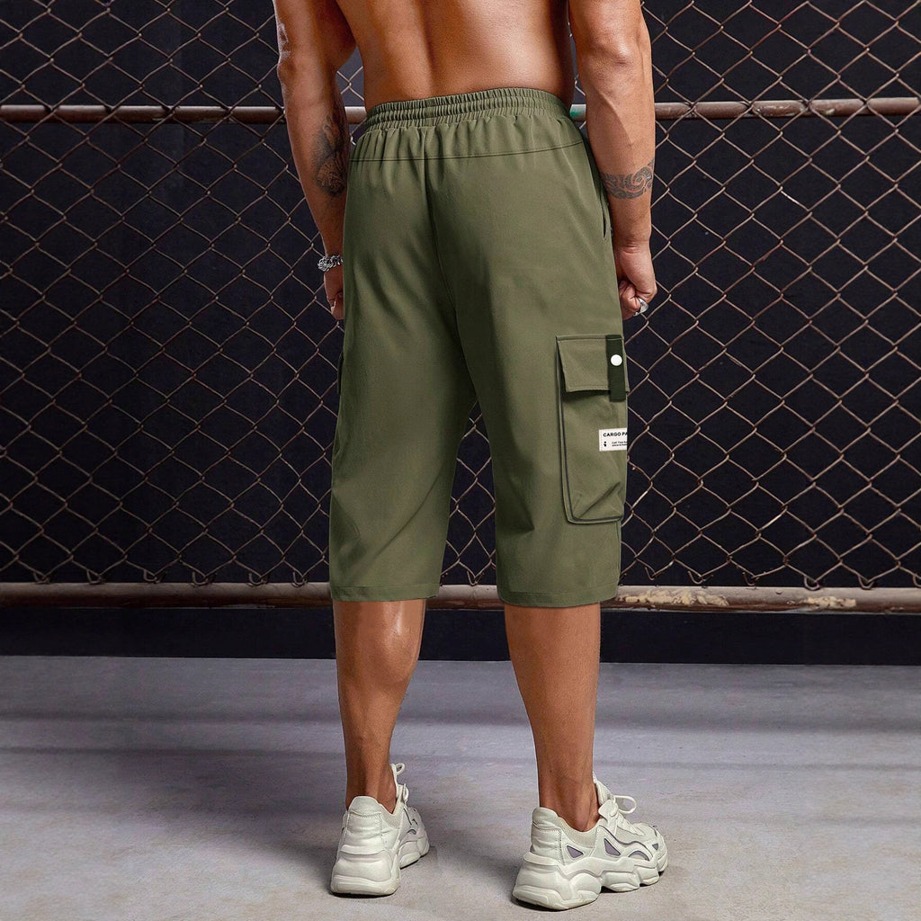 Mens Summer Cargo Shorts Straight Cropped Pants