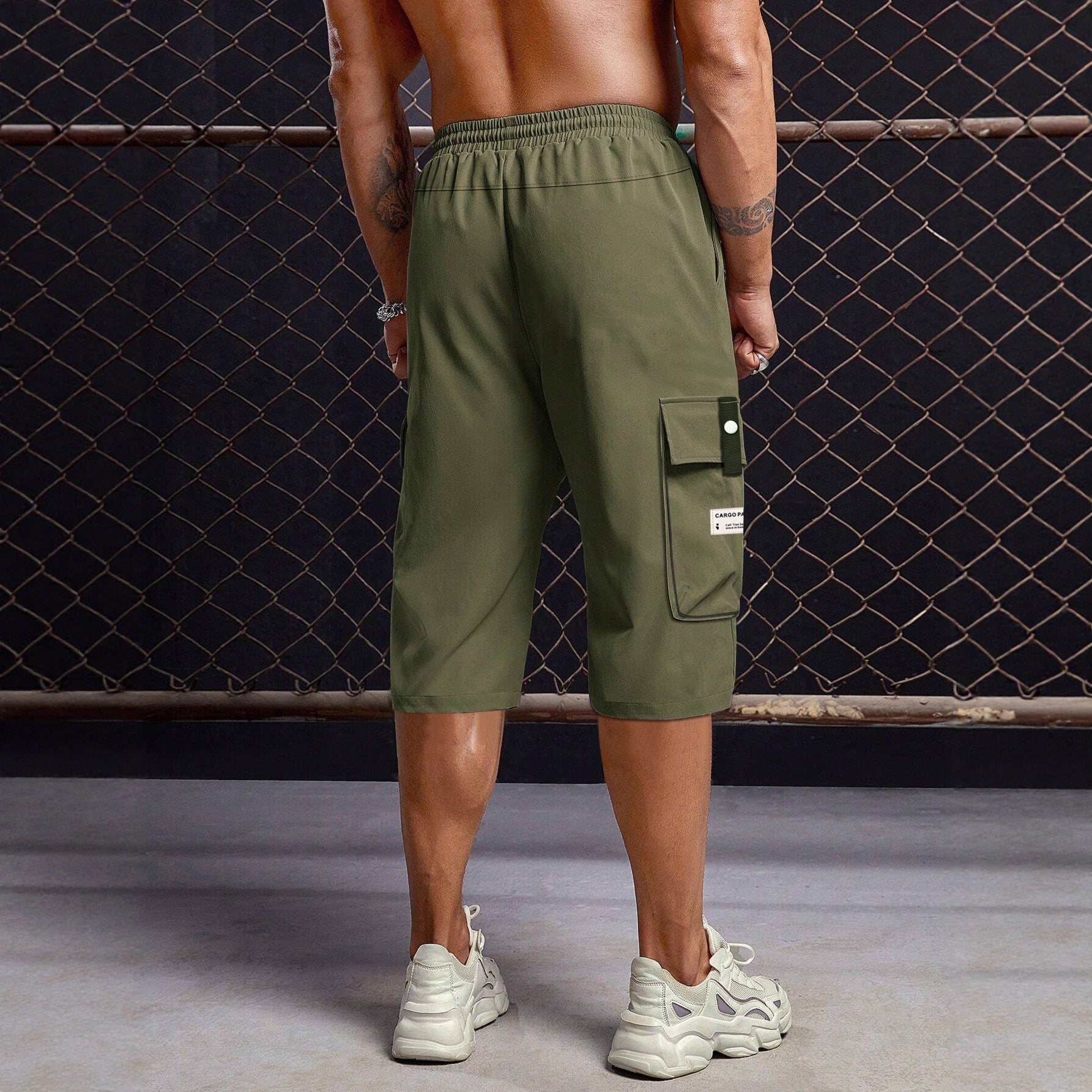 Mens Summer Cargo Shorts Straight Cropped Pants