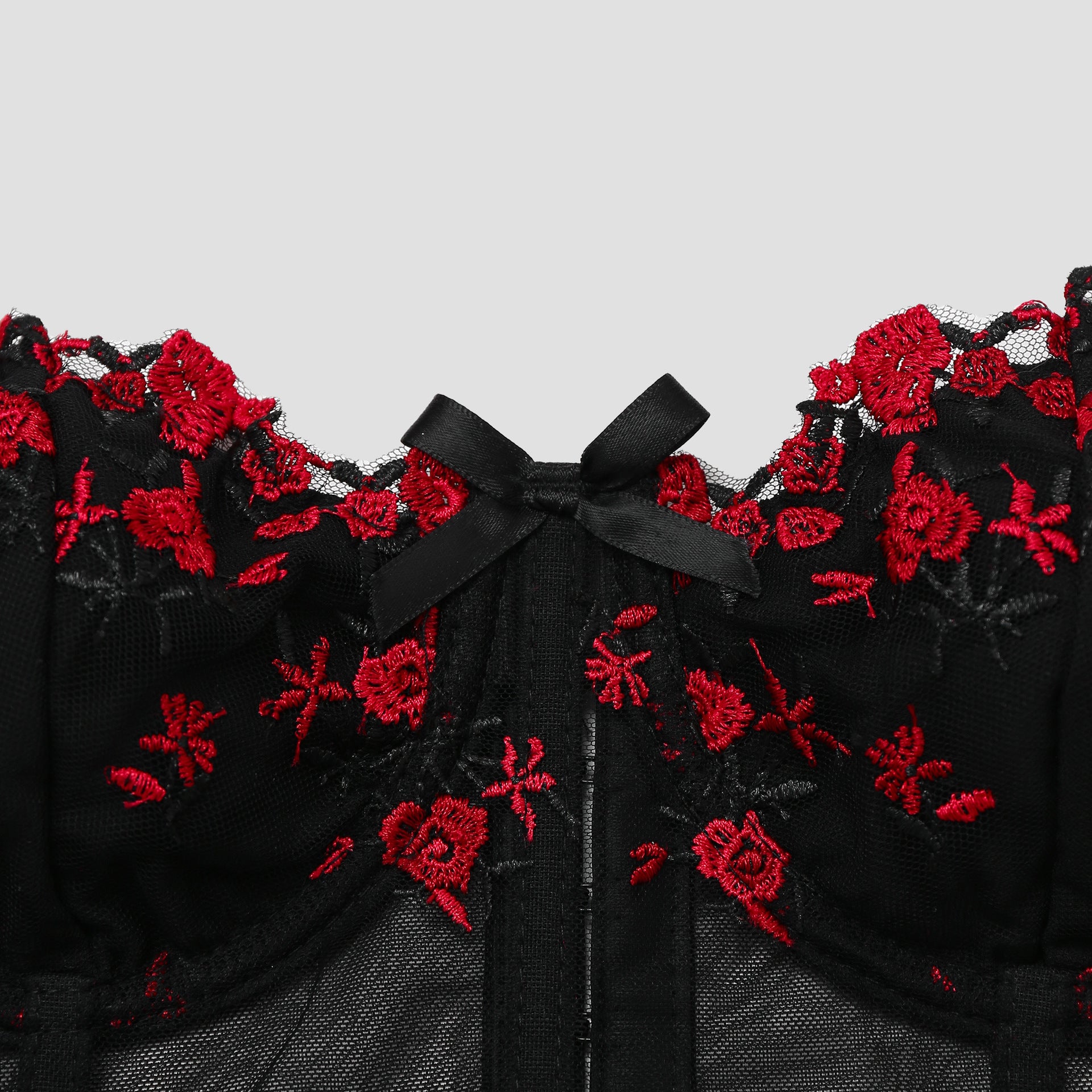 Embroidered floral steel ring corset
