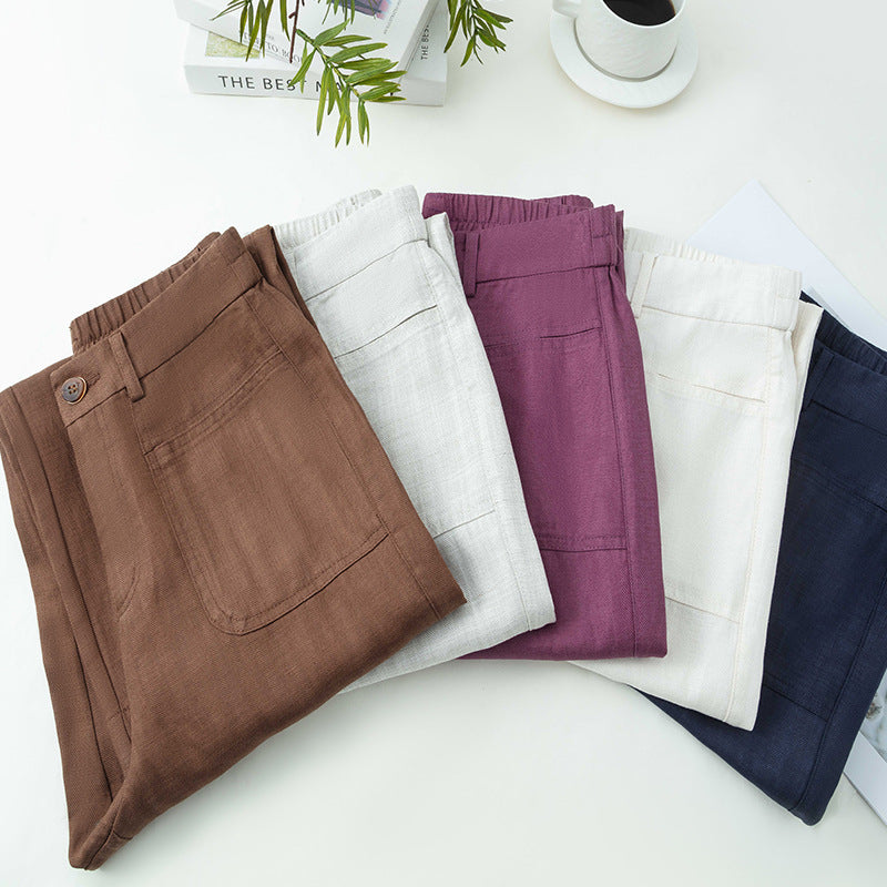 Womens Tencel Linen Wide Leg Pants