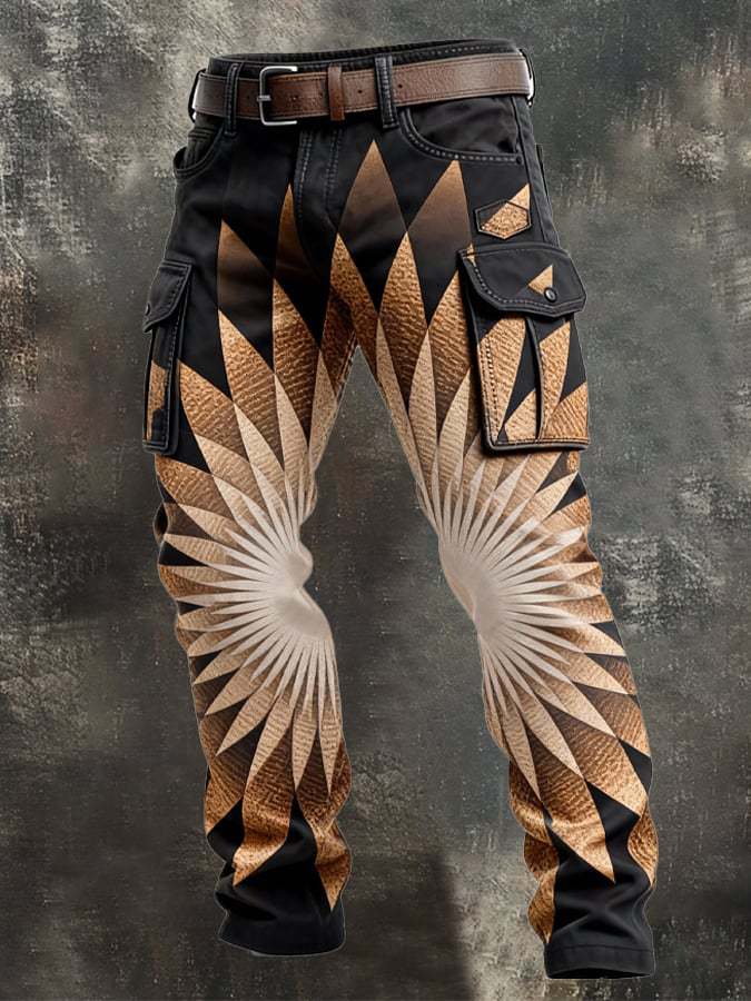 Retro Cargo Pants Men Straight Leg Trousers
