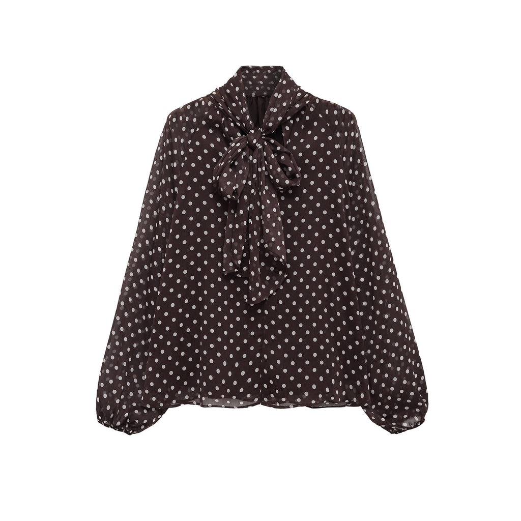 Zarz Womens Bow Polka Dot Shirt