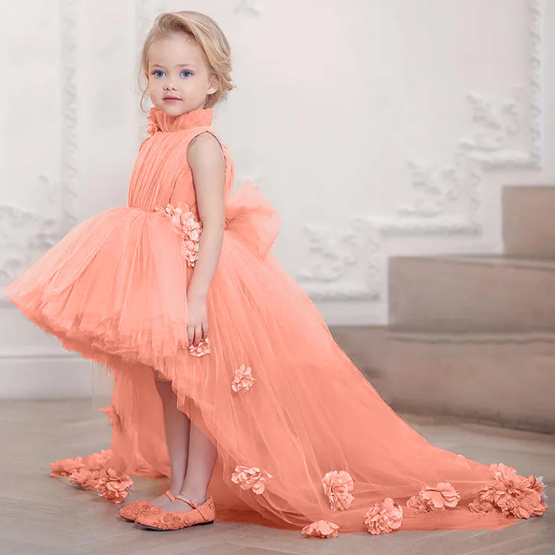 Sleek Sleeveless Train Runway Dress For Girls