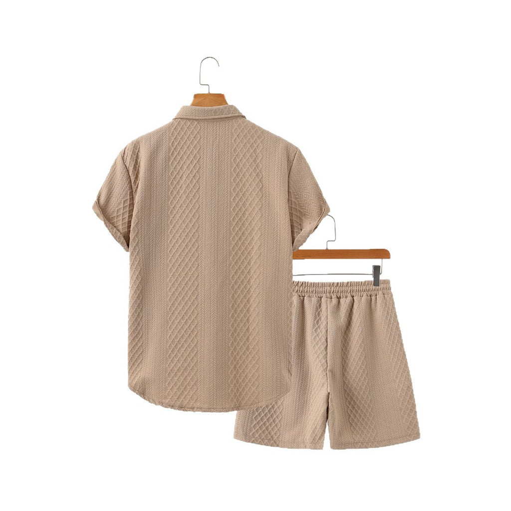Mens Casual Short Sleeve Shirt and Shorts Set