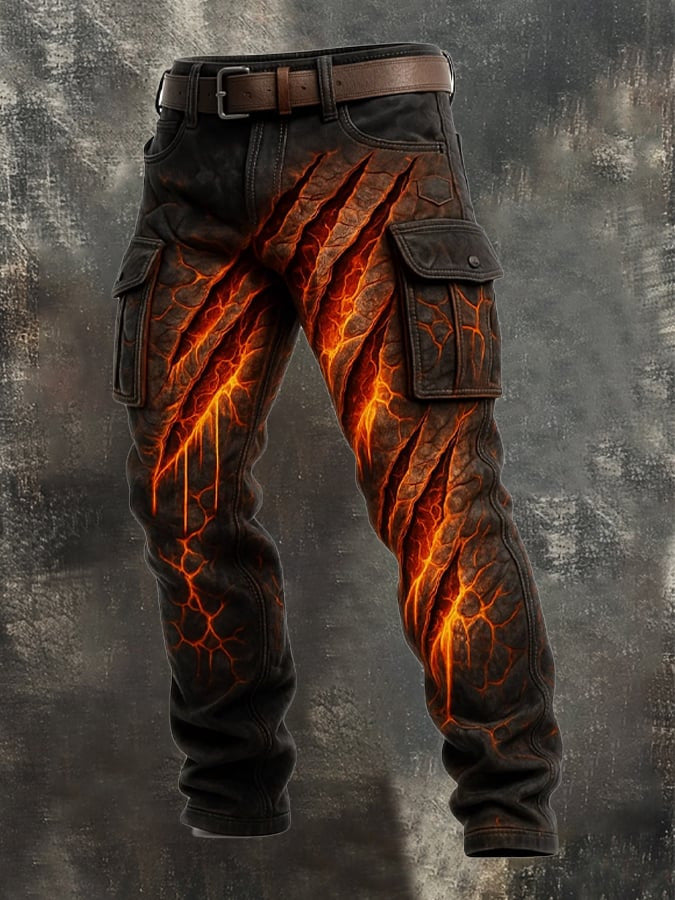Retro Cargo Pants Men Straight Leg Trousers