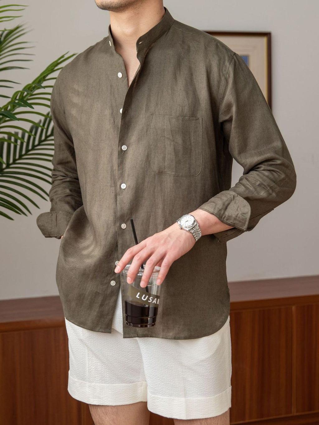 Mens Casual Linen Shirt