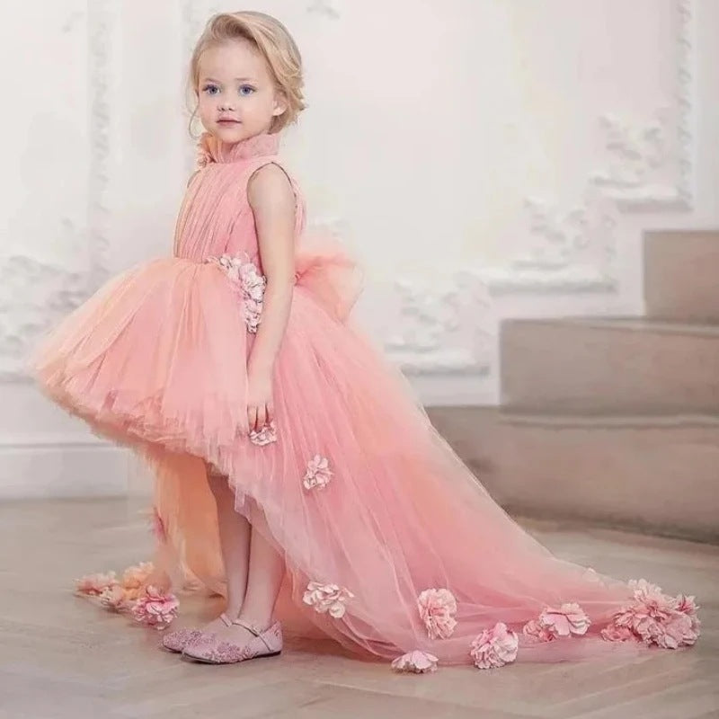 Sleek Sleeveless Train Runway Dress For Girls