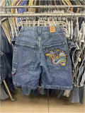 Men's Loose Straight Denim Shorts Casual Wide Leg