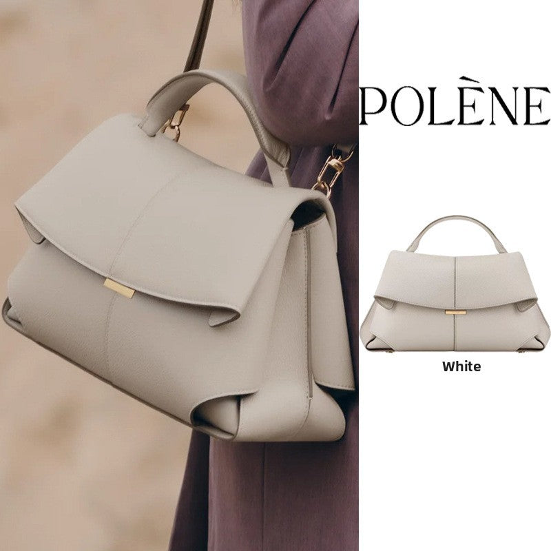 Polene Smile Pleated Genuine Leather Crossbody Bag