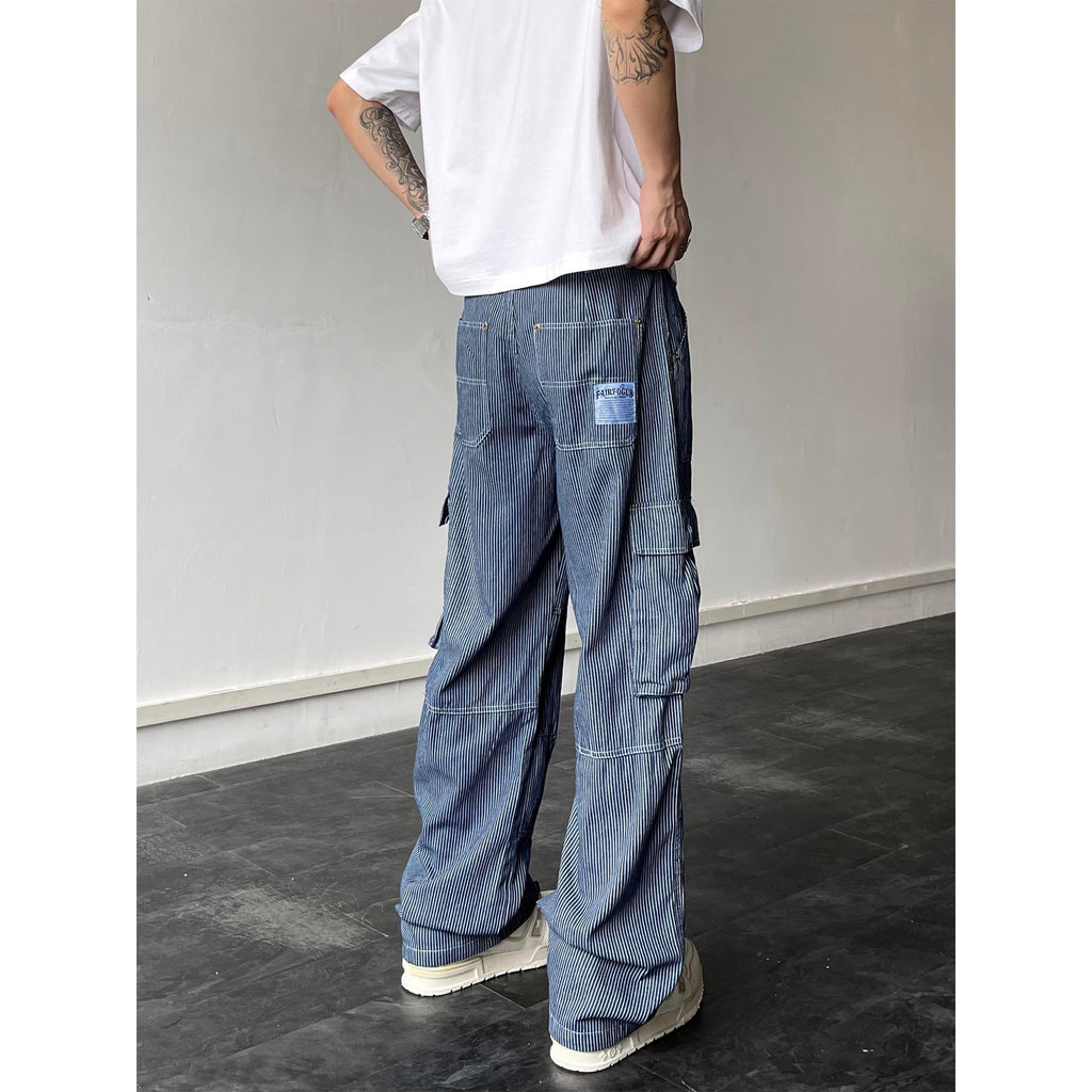 Straight Leg Denim Jeans with Multi-Pockets