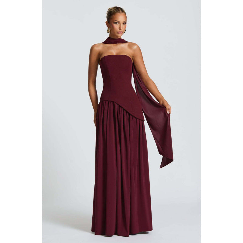 Women's Tube Top Slit Long Dress