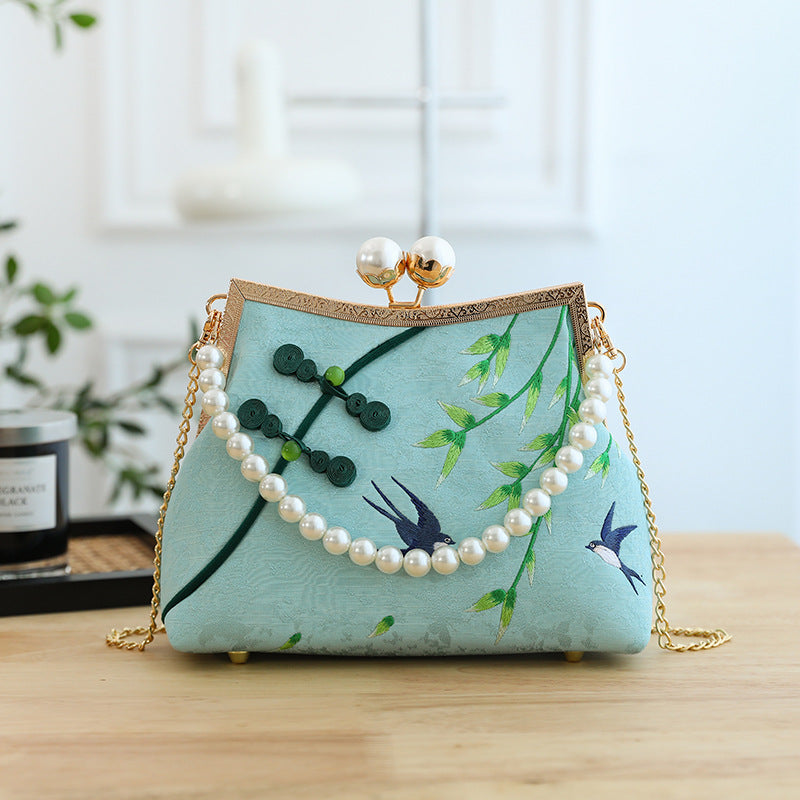 Lucky Luxurious Bamboo Embroidery Handbags Women