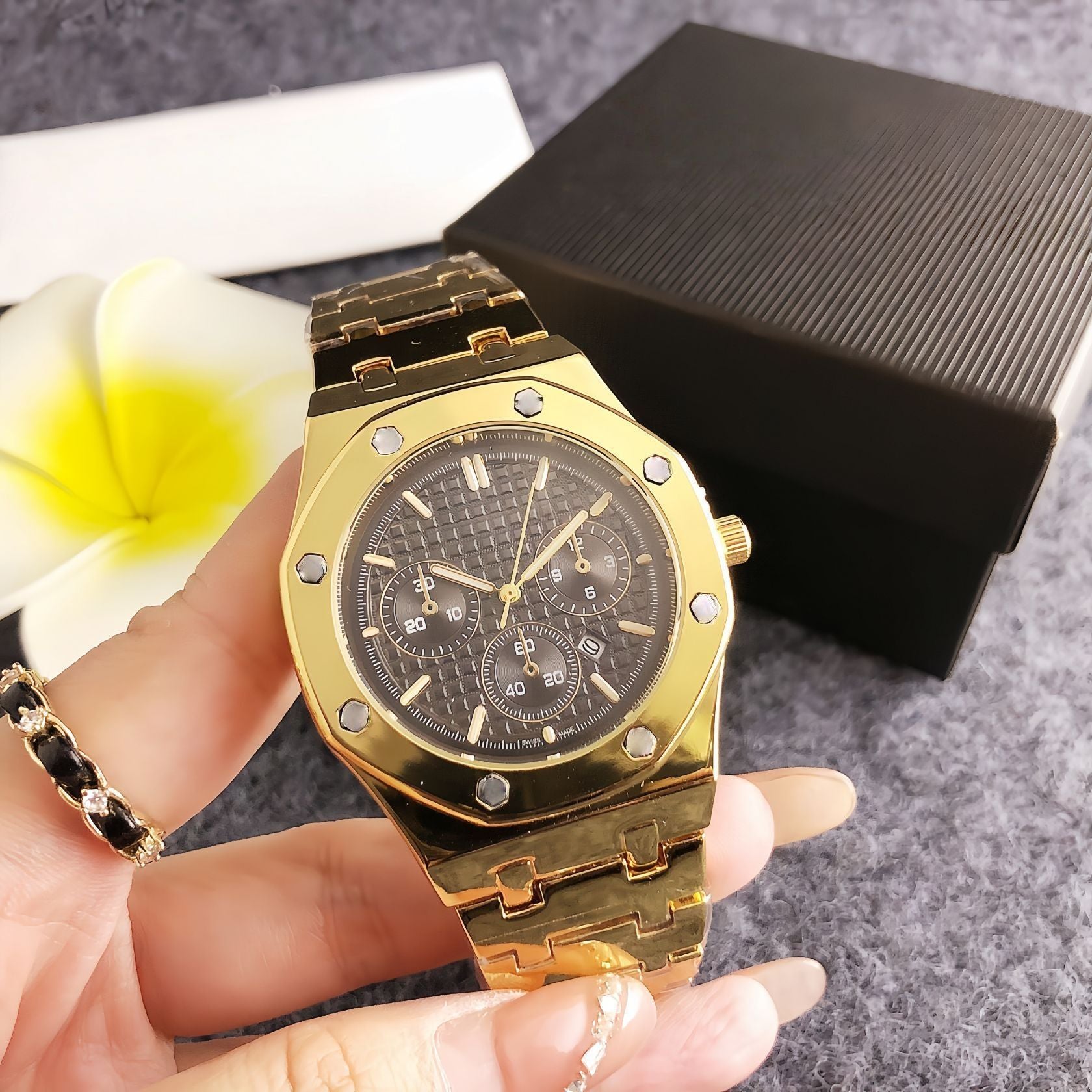 Silver Green Dial Chronograph Mens Watch