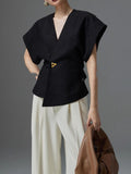 Asymmetric Single Button Sleeveless Vest