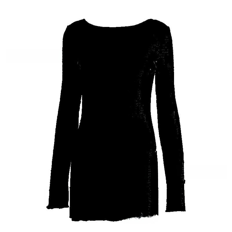 Bubble Texture Backless Halter Neck Dress