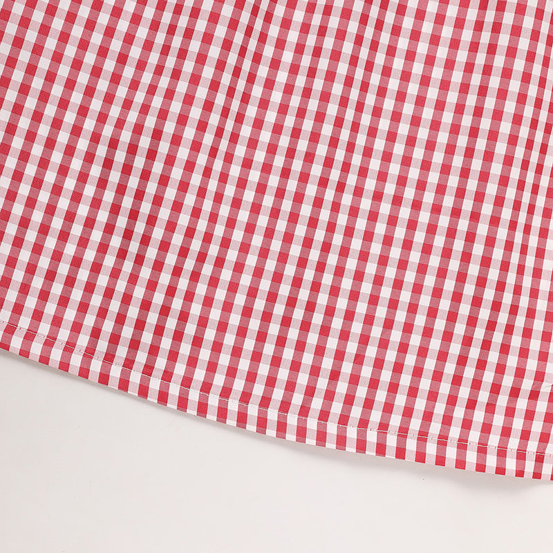 Toddler Kids Girls Back To School Dress Smocked Collar Puff Sleeve Plaid Embroidered Print Dress