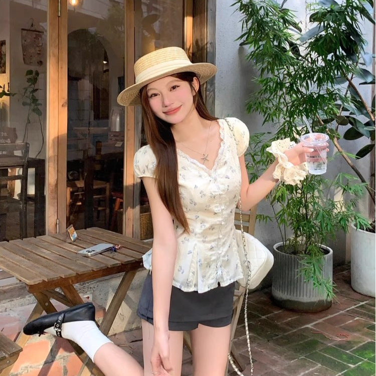 Women's Floral Lace V-Neck Shirt