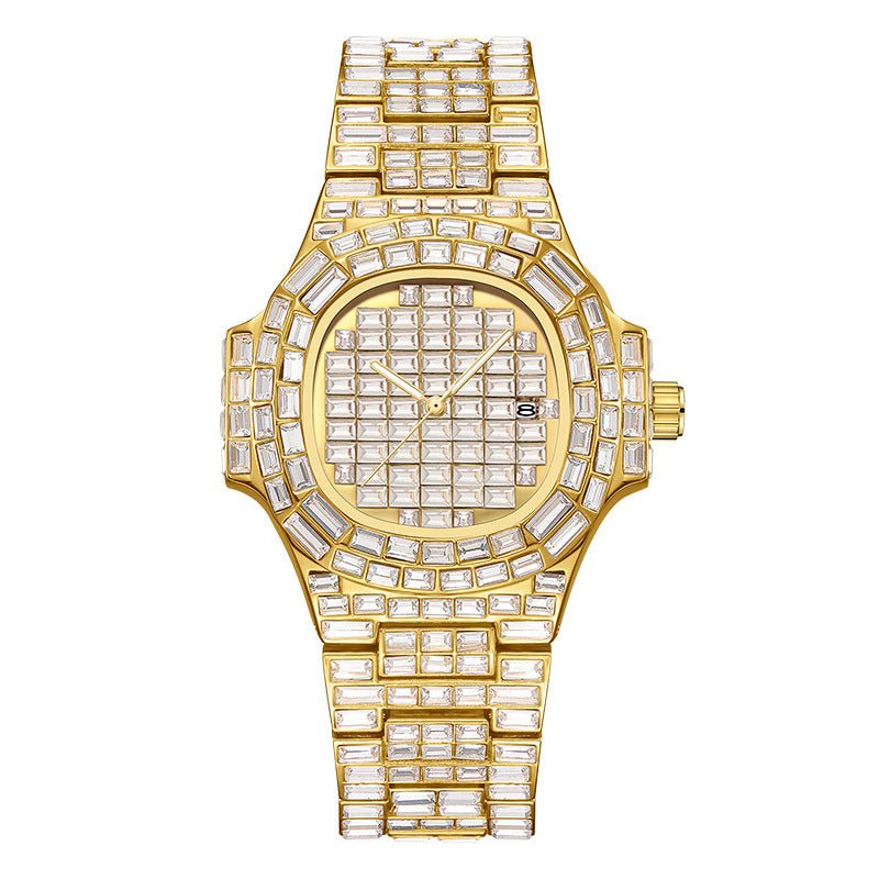 Fashionable Diamond-Encrusted Starry Sky Waterproof Quartz Watch for Men