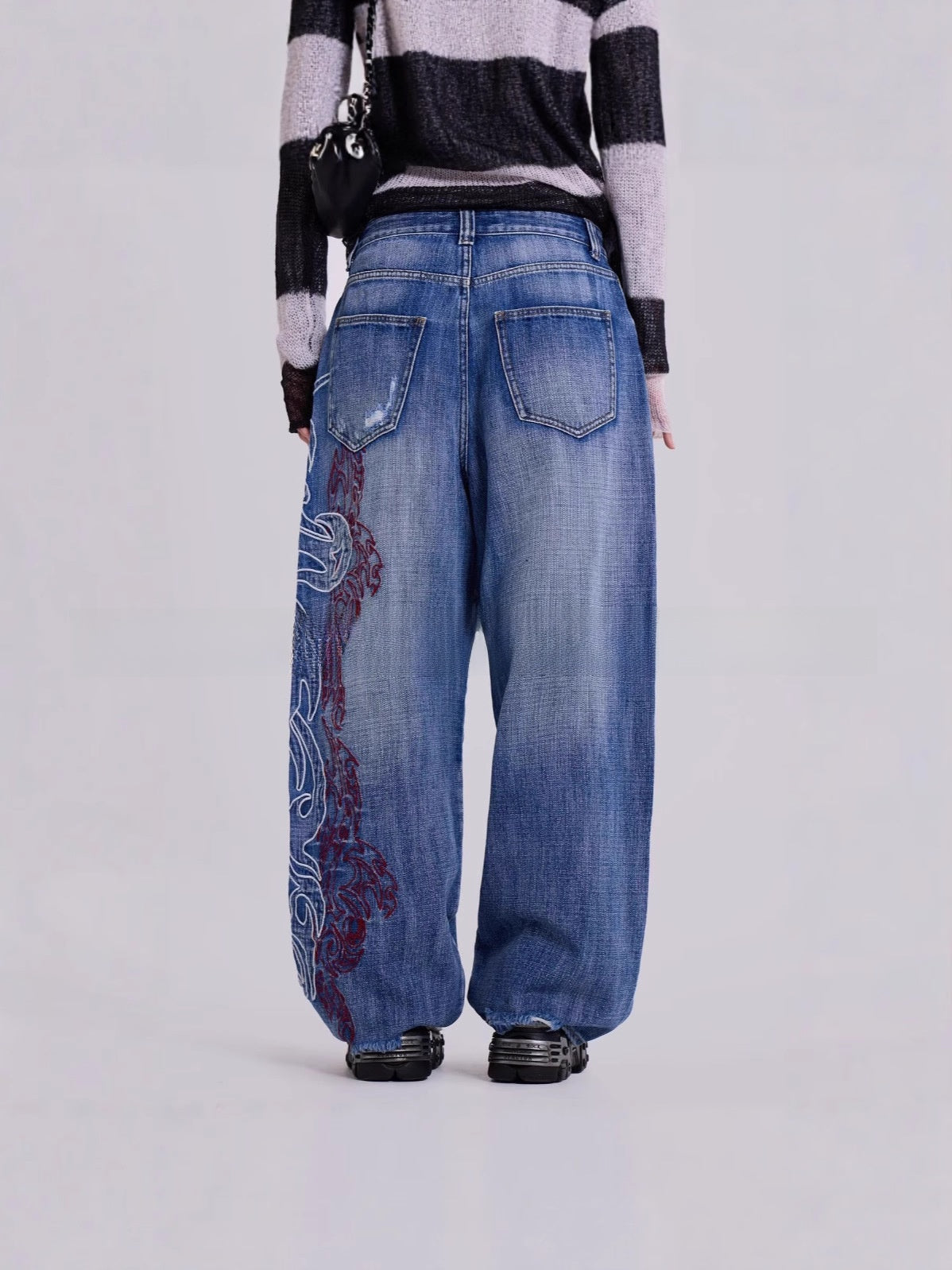 Embroidered Denim Trousers