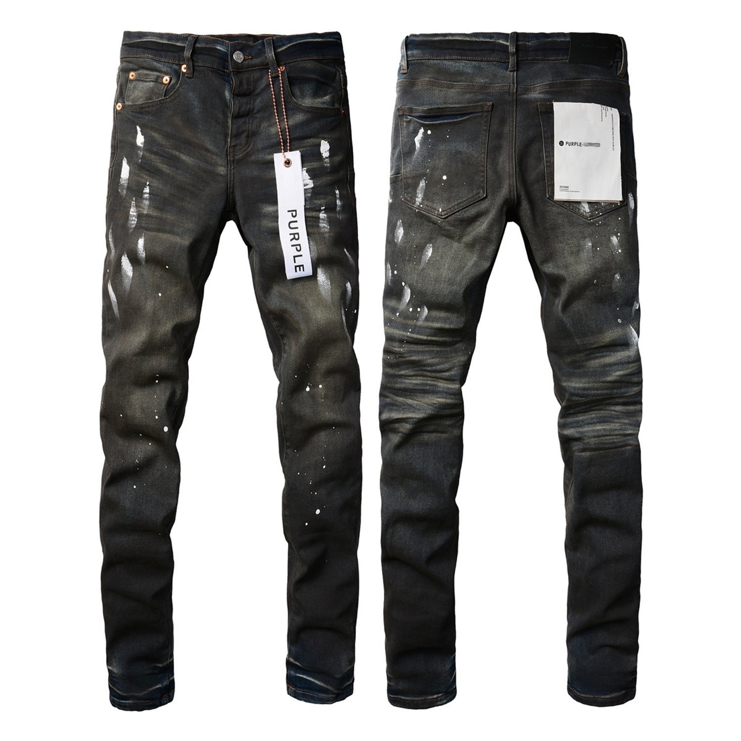 Mens Distressed Denim Jeans with Embroidery
