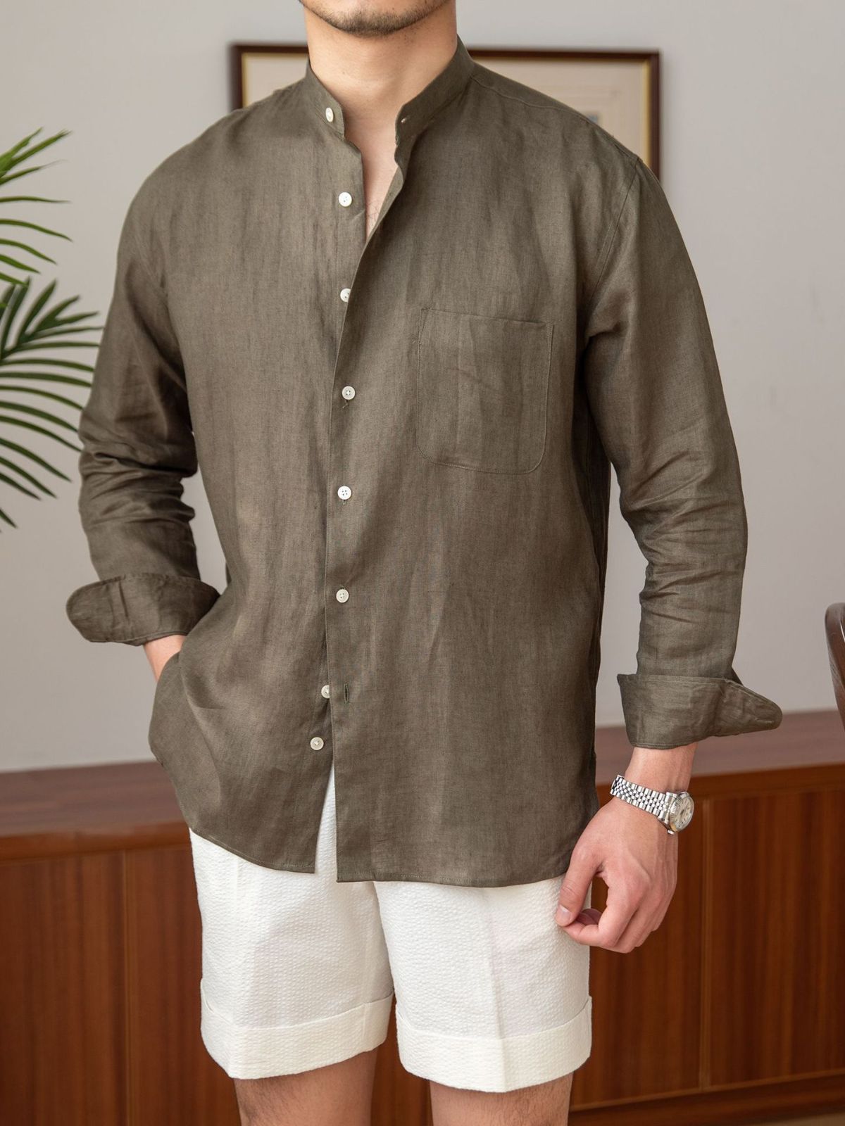 Mens Casual Linen Shirt