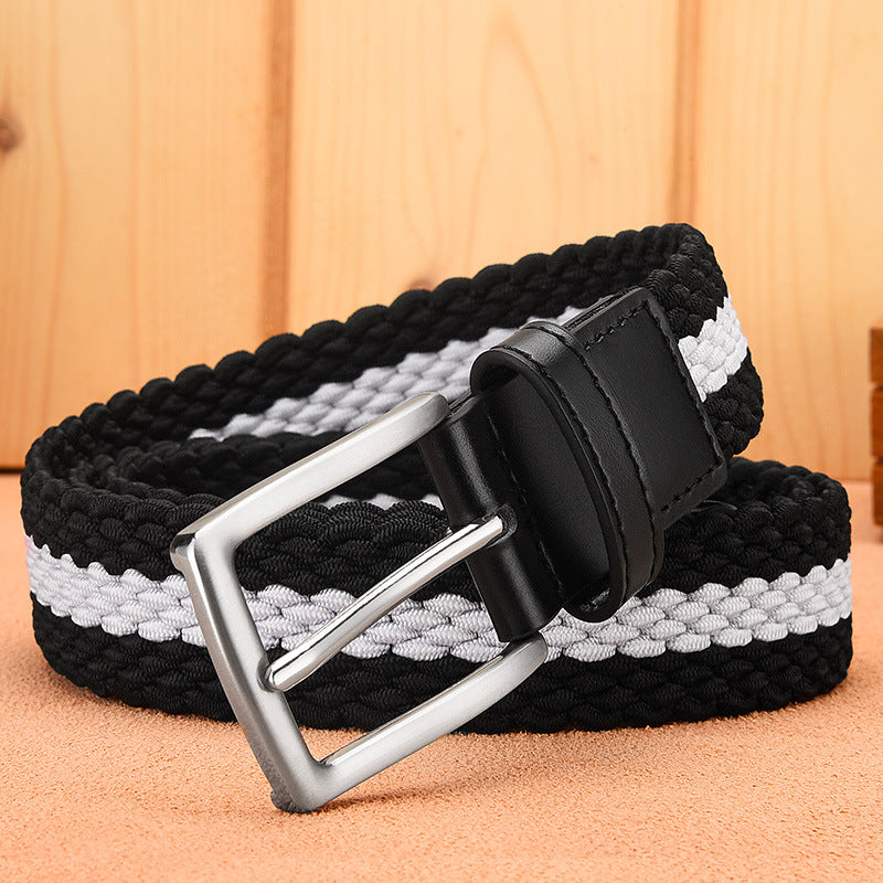 Elastic Pin Buckle Woven Belt for Men