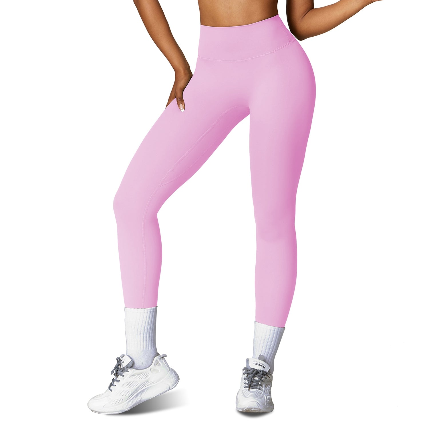 4 Sizes-5 Colors Option -- 1Pc Women's High Waist Workout Leggings Tummy Control Compression Yoga Tight Pants Gym Pants Athletic Running Leggings With 25In Inseam No Front Seam