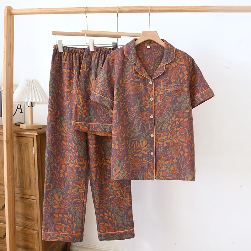 Pure Cotton Yarn-Dyed Jacquard Womens Pajama