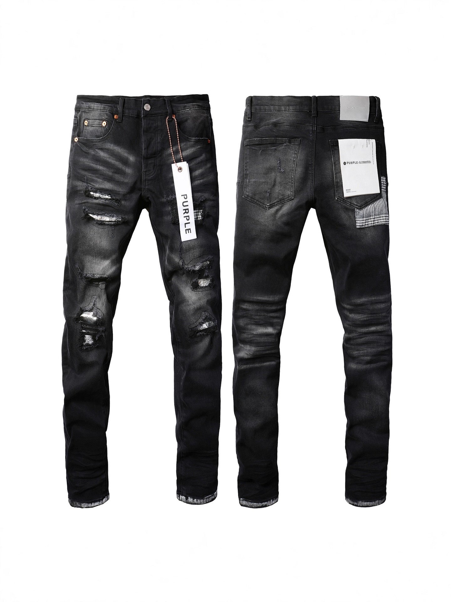 Mens Distressed Denim Jeans with Embroidery