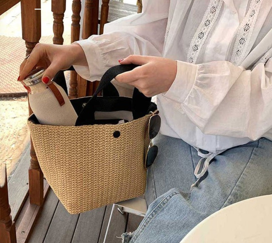 Beach Women Bohemian Summer Woven Rattan Shoulder Handbag Bags For Women