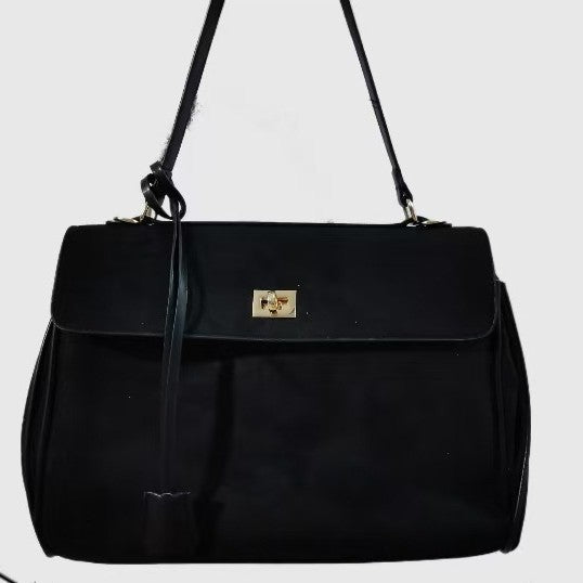 PU Leather Lock Closure Shoulder Tote Bag