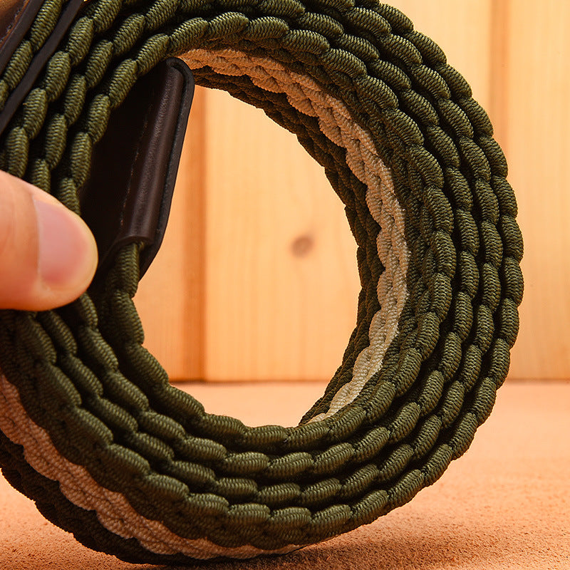 Elastic Pin Buckle Woven Belt for Men