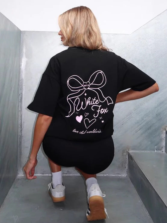 Women's Loose Fit Printed Short Sleeve T-Shirt