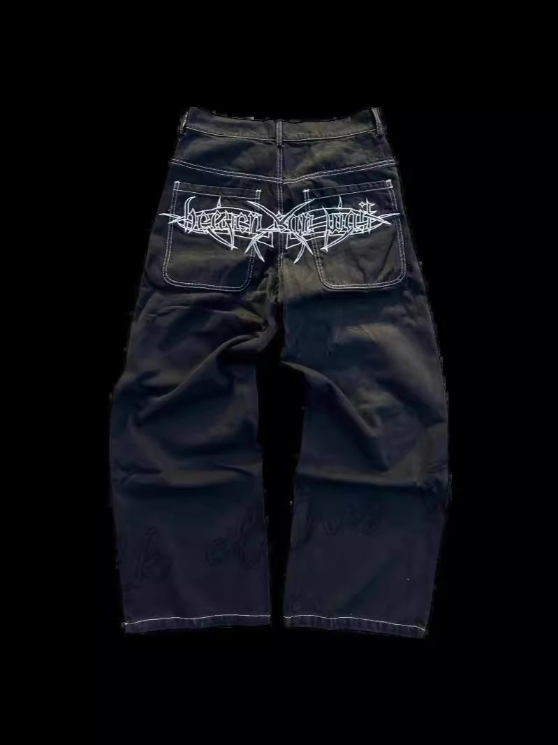 Men's Embroidered Straight Leg Jeans
