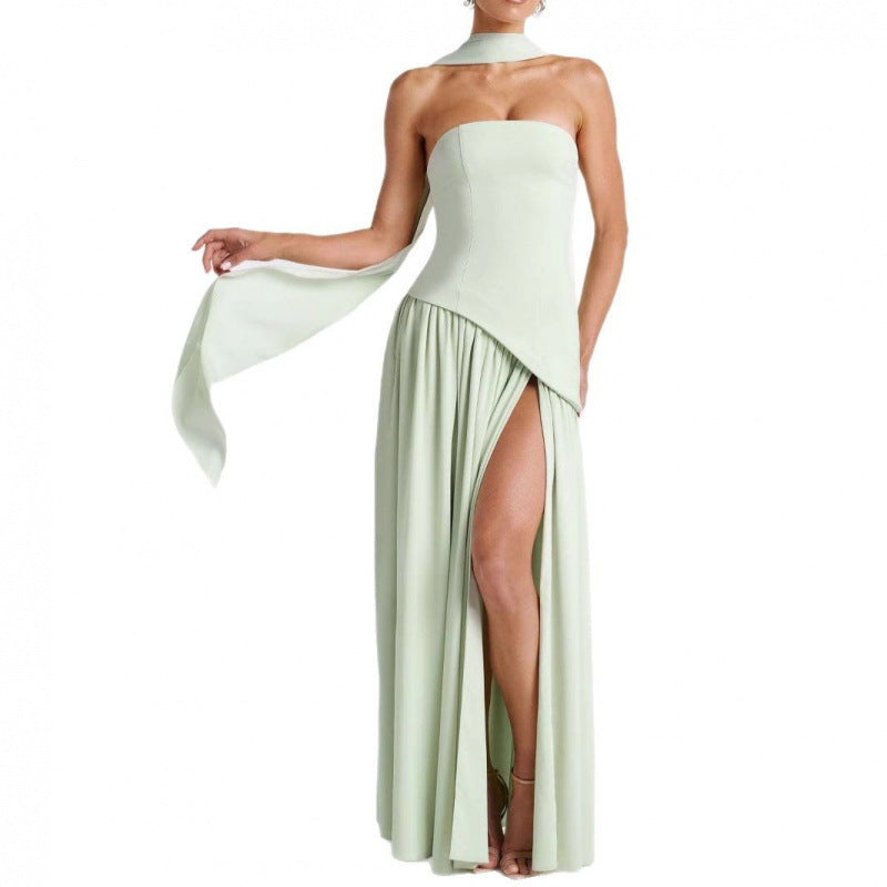 Women's Tube Top Slit Long Dress