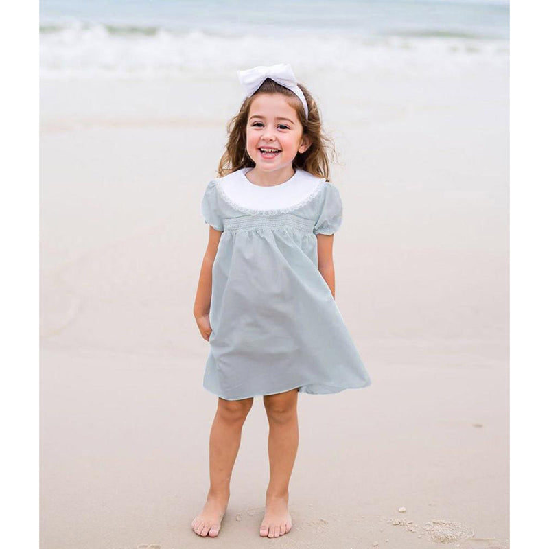 Toddler Girls' Smocked Dress Cute Puff Short Sleeves Lace Crew Neck, Adorable Princess Party Dress