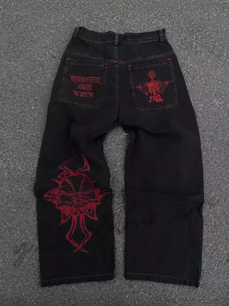 Men's Embroidered Straight Leg Jeans