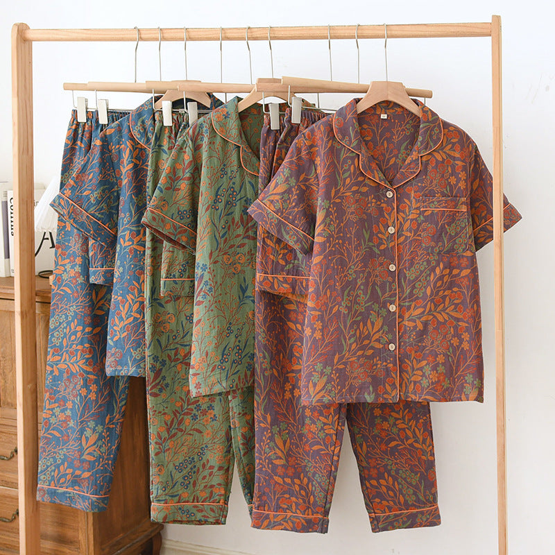 Pure Cotton Yarn-Dyed Jacquard Womens Pajama