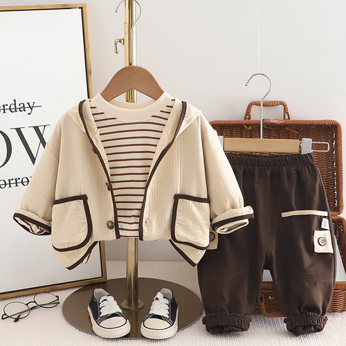 Boys Hooded Three-Piece Cotton Outfit