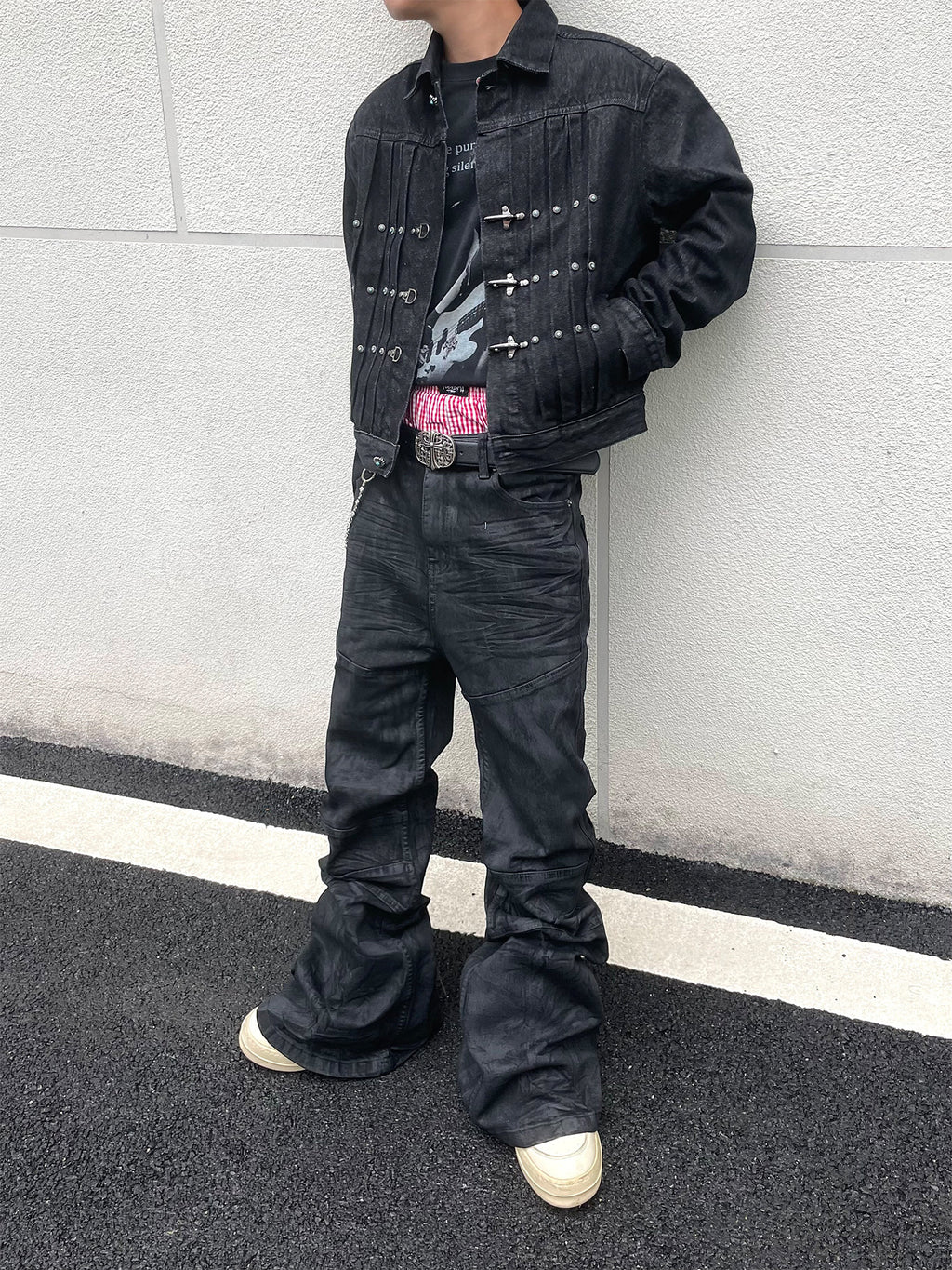 Vintage Hand-Brushed Wax Coated Denim Jeans for Men