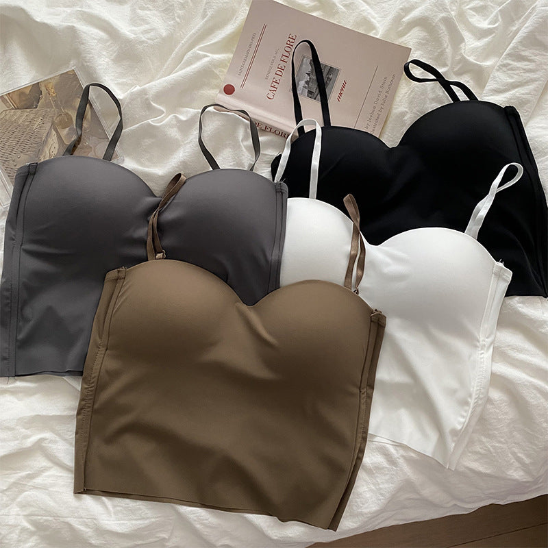 Ice Silk Slim-Fit Camisole with Built-In Bra