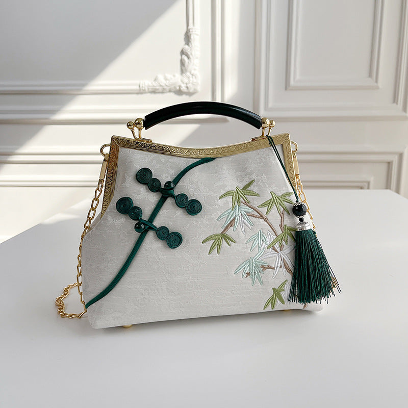 Lucky Luxurious Bamboo Embroidery Handbags Women