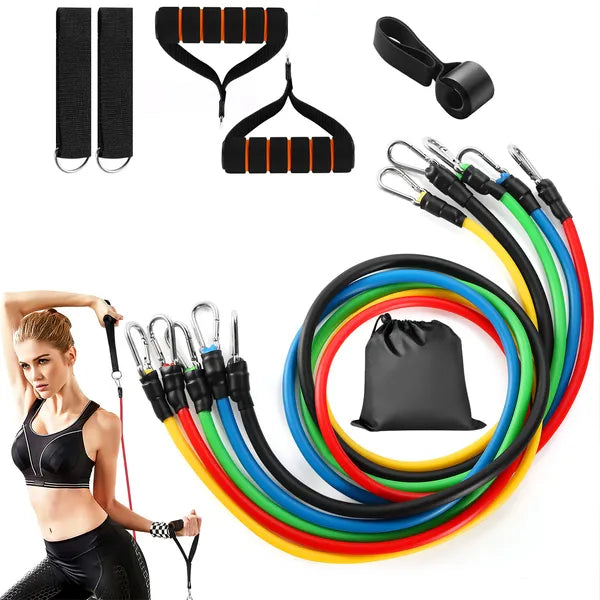 Resistance Bands Set Of 11Pcs Fitness Workout Tubes Exercise Tube Bands Up To 100lbs