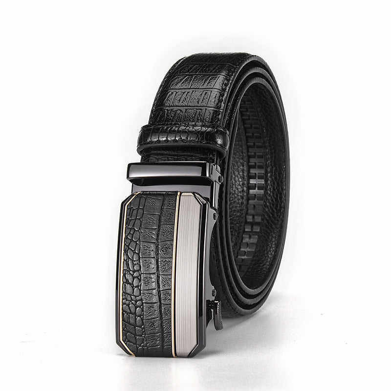 Crocodile Pattern Automatic Buckle Mens Belt