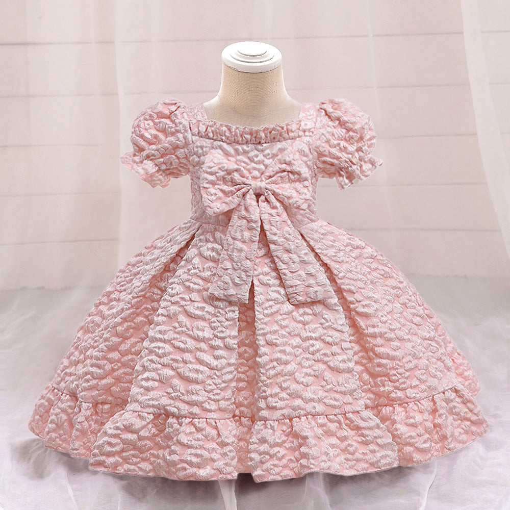 Girls Satin Princess Dress With Large Butterfly Design For Formal Occasions