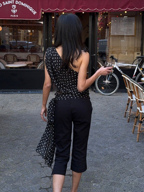 Off Shoulder Polka Dot Lace Top