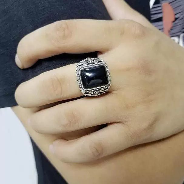 Vintage Geometric Adjustable Mens Ring