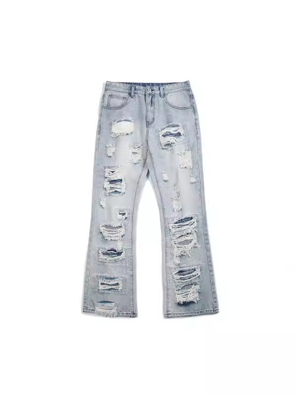 Men's Straight Leg Ripped Denim Jeans